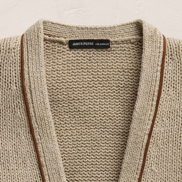 Baja Tie Front Cardigan in Natural/Tobacco | James Perse Los Angeles