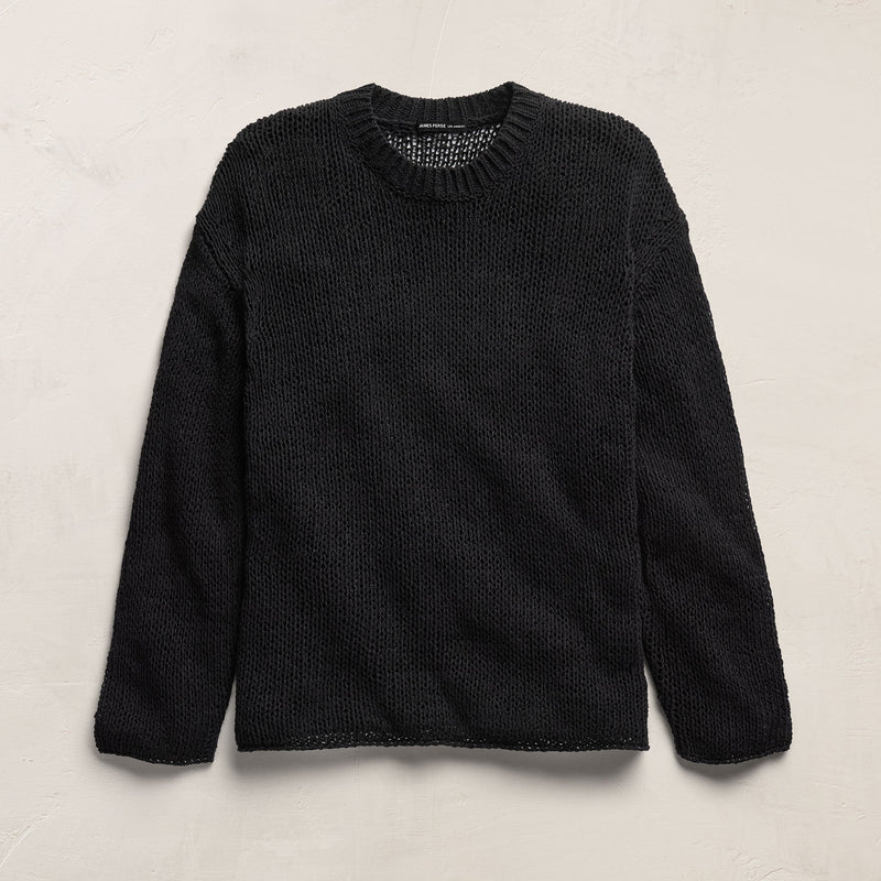 Oversized Cotton Linen Beach Sweater in Black | James Perse Los Angeles