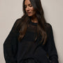 Cotton Linen Open Knit Crew in Black | James Perse Los Angeles