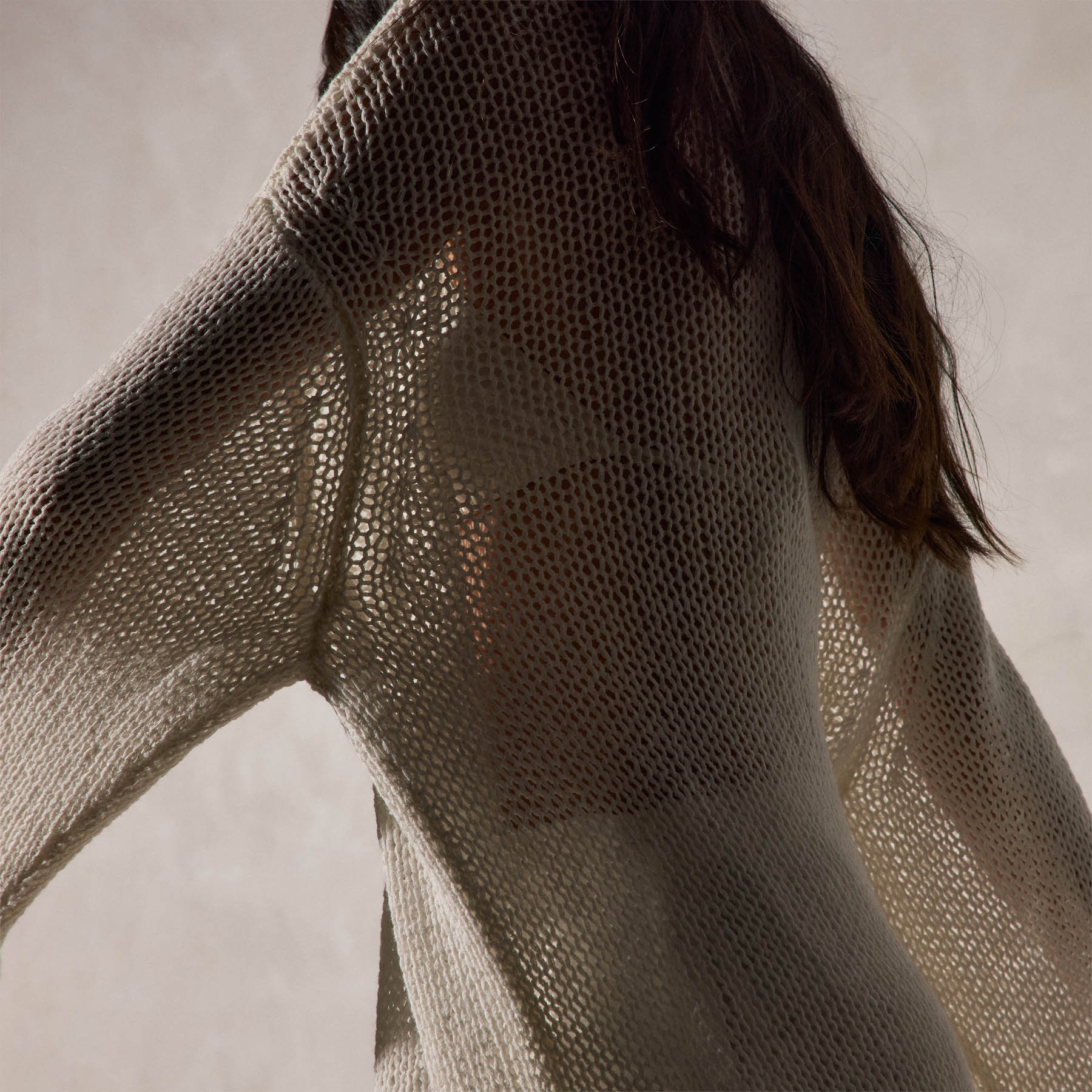 Cotton Linen Open Knit Crew in Off White | James Perse Los Angeles