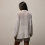 Cotton Linen Open Knit Crew in Off White | James Perse Los Angeles