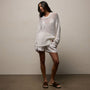 Cotton Linen Open Knit Crew in Off White | James Perse Los Angeles