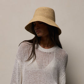 Cotton Linen Open Knit Crew in Off White | James Perse Los Angeles