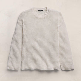 Cotton Linen Open Knit Crew in Off White | James Perse Los Angeles