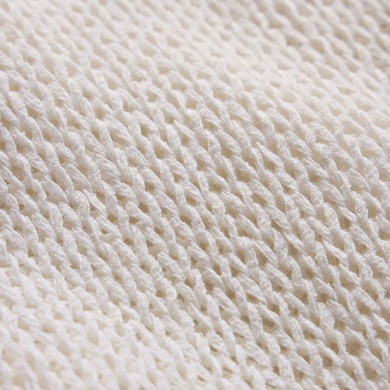 Cotton Linen Open Knit Crew in Off White | James Perse Los Angeles