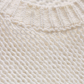 Cotton Linen Open Knit Crew in Off White | James Perse Los Angeles