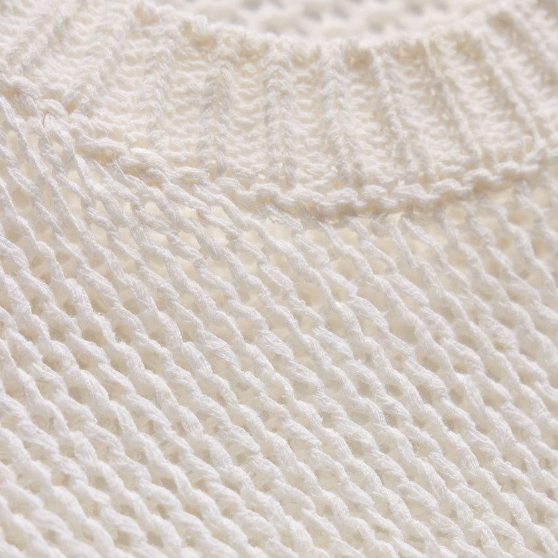 Cotton Linen Open Knit Crew in Off White | James Perse Los Angeles