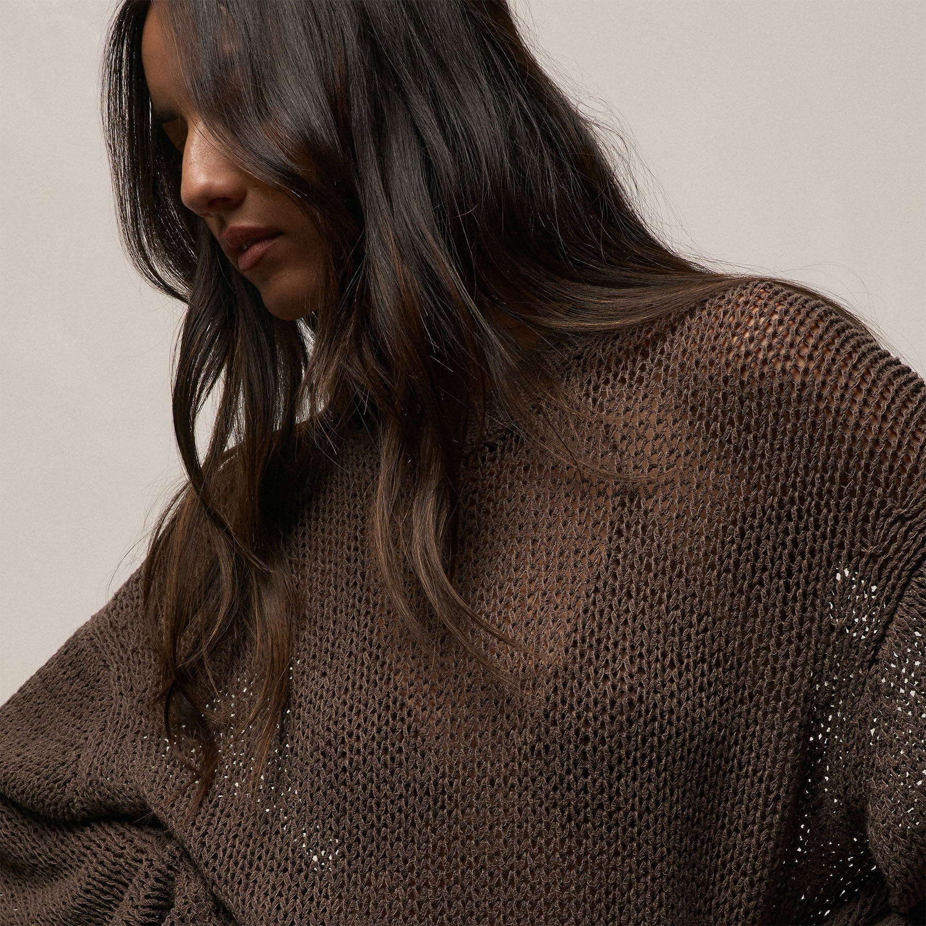 Cotton Linen Open Knit Crew in Storm | James Perse Los Angeles