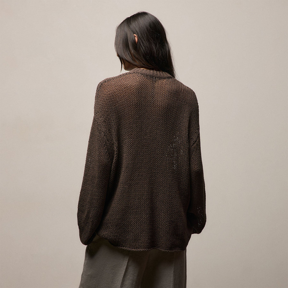 Cotton Linen Open Knit Crew in Storm | James Perse Los Angeles
