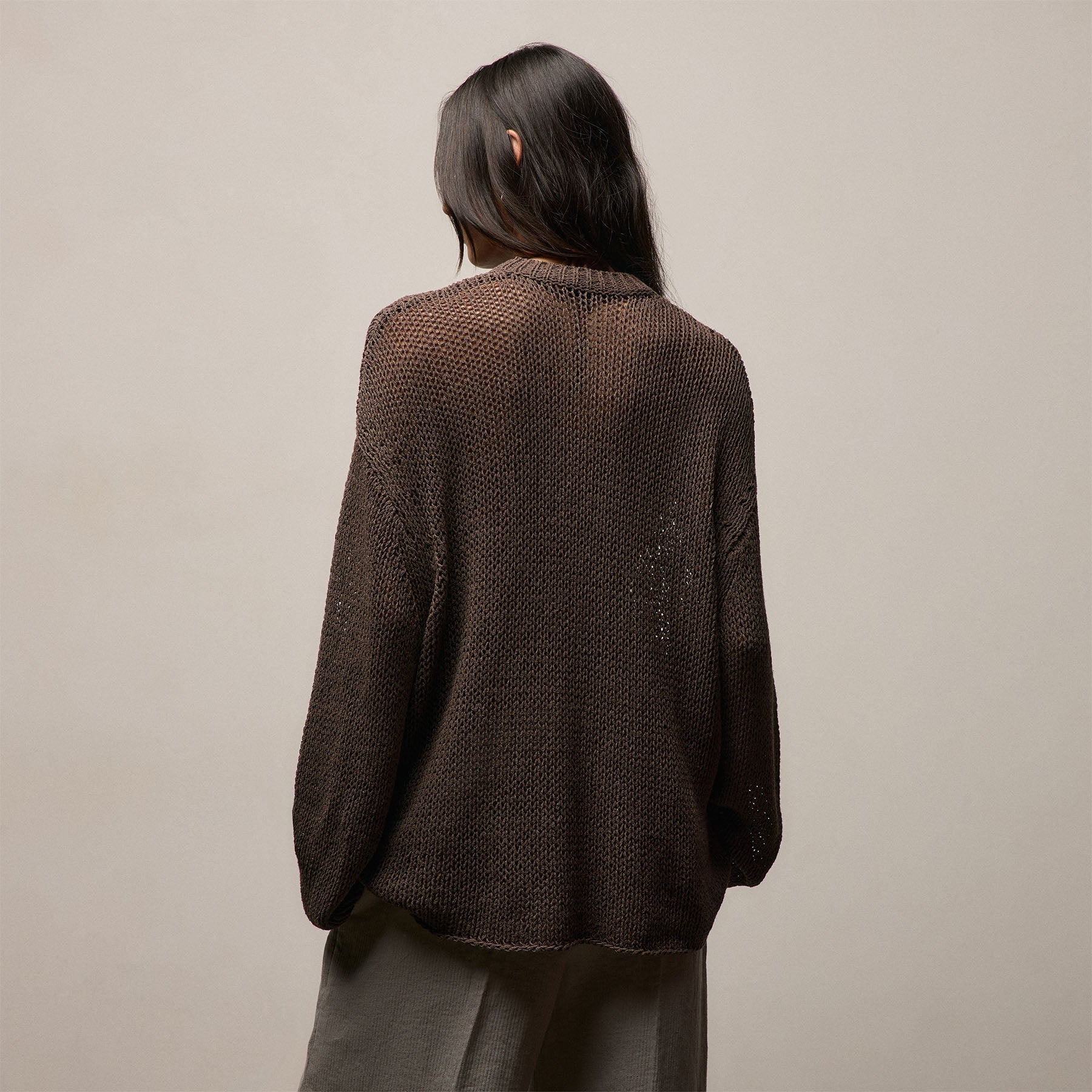 Cotton Linen Open Knit Crew in Storm | James Perse Los Angeles