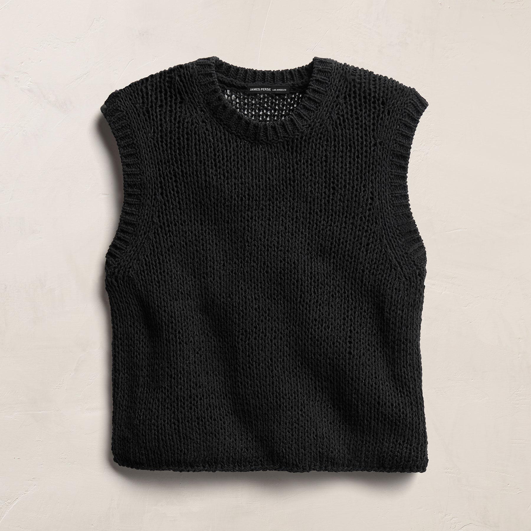 Cotton Linen Sweater Tank - Black