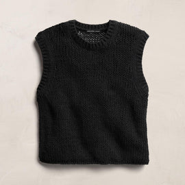 Cotton Linen Sweater Tank - Black