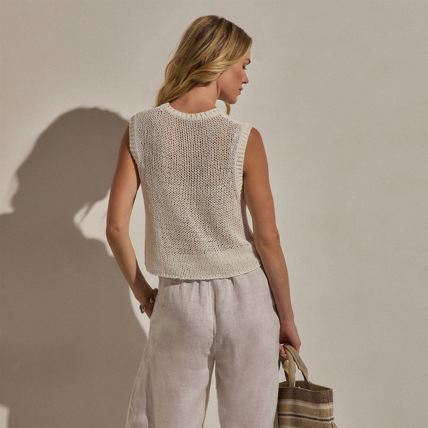 Cotton Linen Sweater Tank in Off White | James Perse Los Angeles