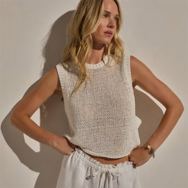 Cotton Linen Sweater Tank in Off White | James Perse Los Angeles