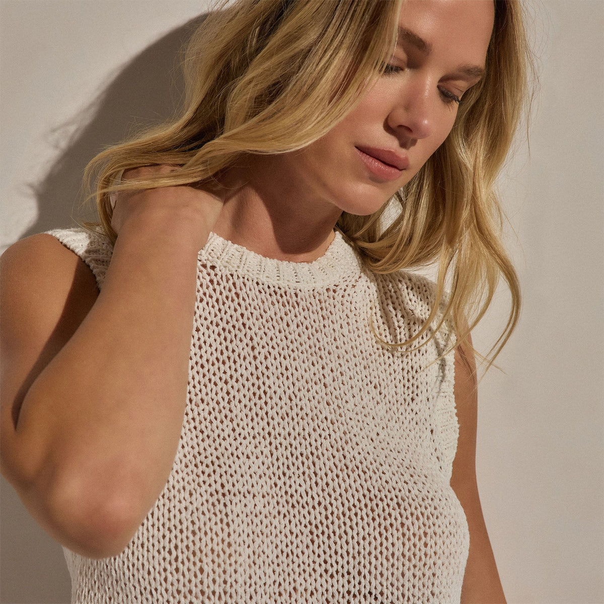 Cotton Linen Sweater Tank in Off White | James Perse Los Angeles