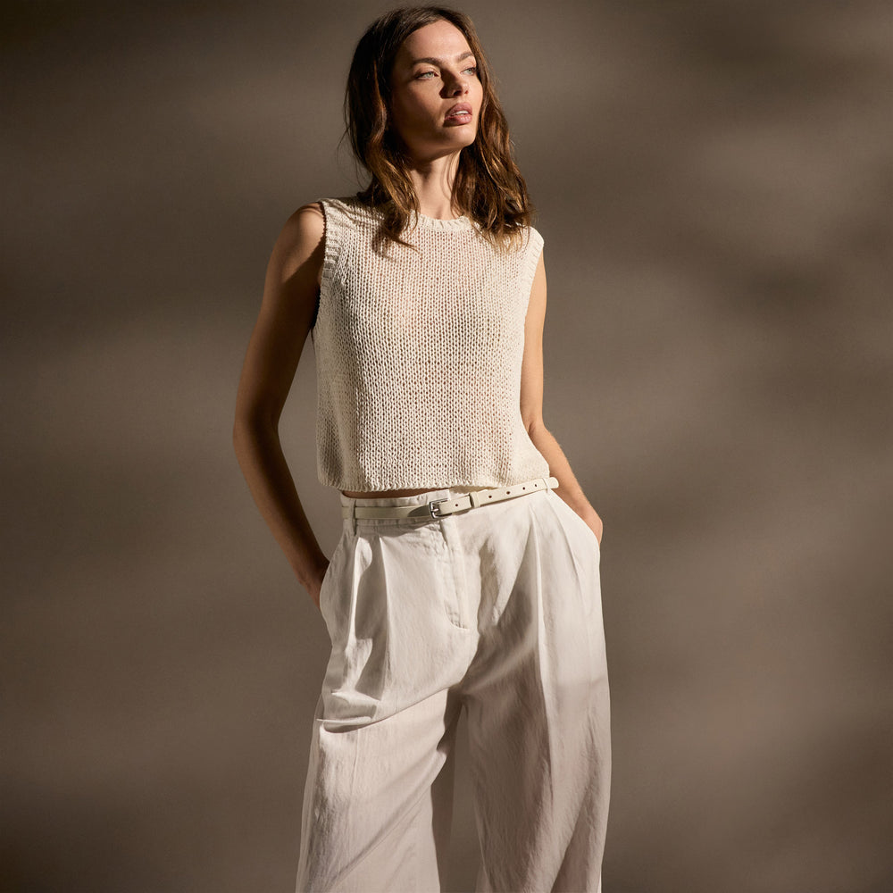 Cotton Linen Sweater Tank In Off White | James Perse Los Angeles