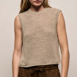 Cotton Linen Sweater Tank - Overcast