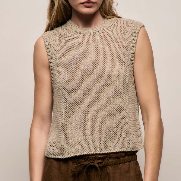 Cotton Linen Sweater Tank - Overcast