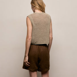 Cotton Linen Sweater Tank - Overcast