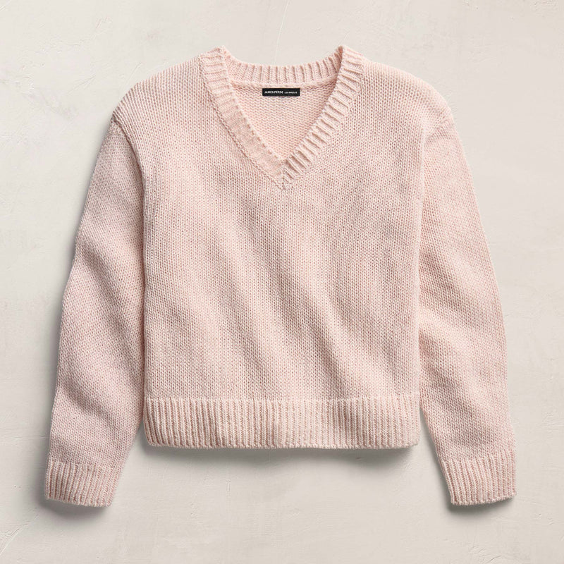 Cotton Linen V Neck Boxy Sweater In Light Rose Quartz | James Perse Los Angeles