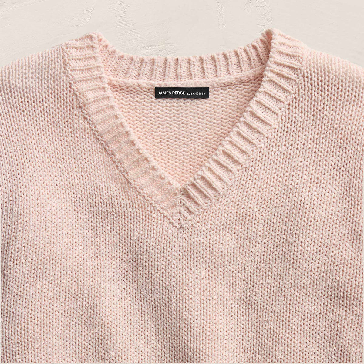 Cotton Linen V Neck Boxy Sweater In Light Rose Quartz | James Perse Los Angeles