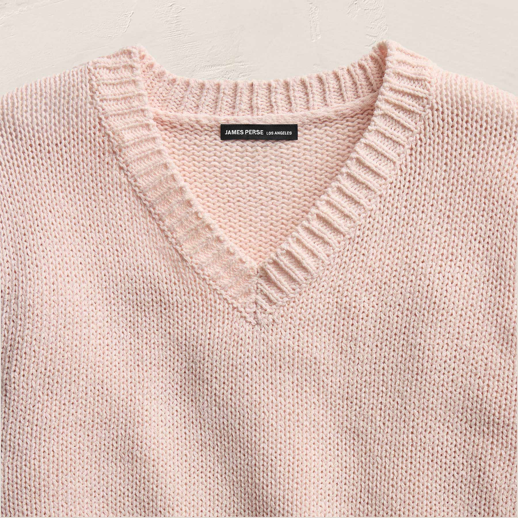 Cotton Linen V Neck Boxy Sweater In Light Rose Quartz | James Perse Los Angeles