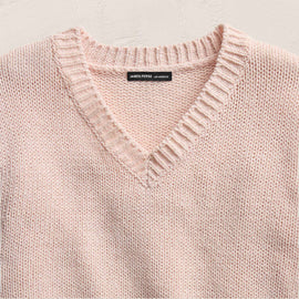 Cotton Linen V Neck Boxy Sweater In Light Rose Quartz | James Perse Los Angeles