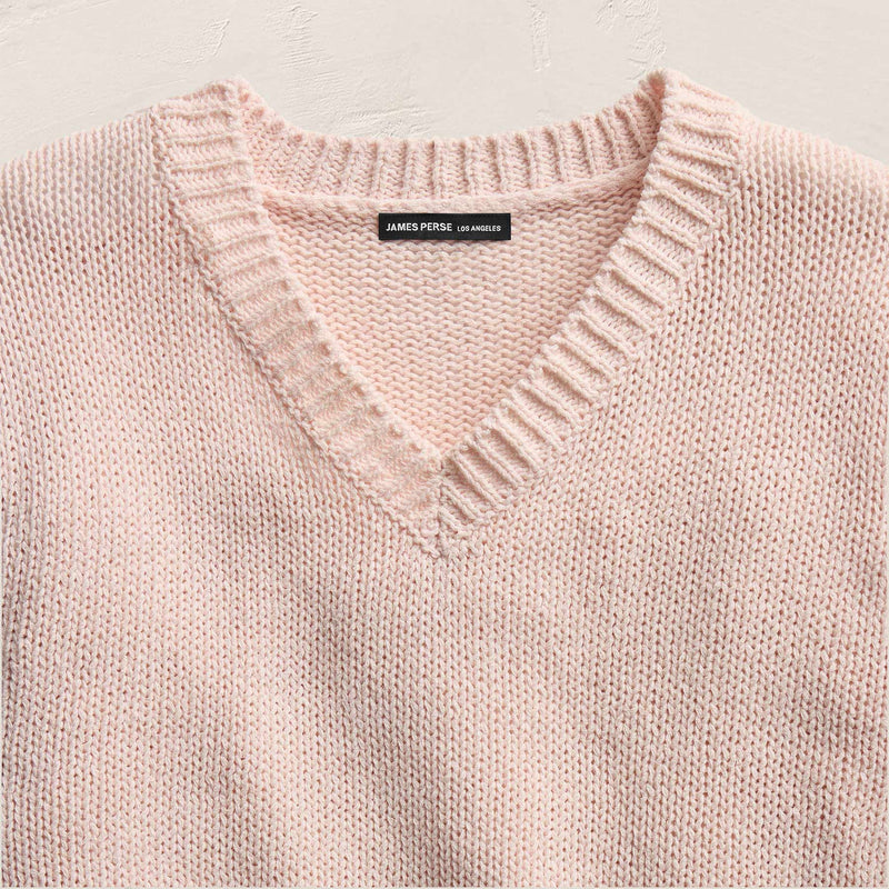 Cotton Linen V Neck Boxy Sweater In Light Rose Quartz | James Perse Los Angeles