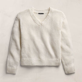Cotton Linen V Neck Boxy Sweater In Off White | James Perse Los Angeles