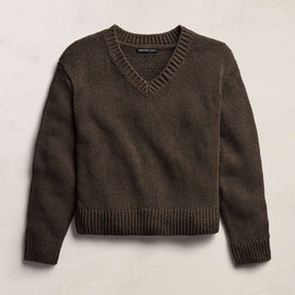 Cotton Linen V Neck Boxy Sweater In Storm | James Perse Los Angeles