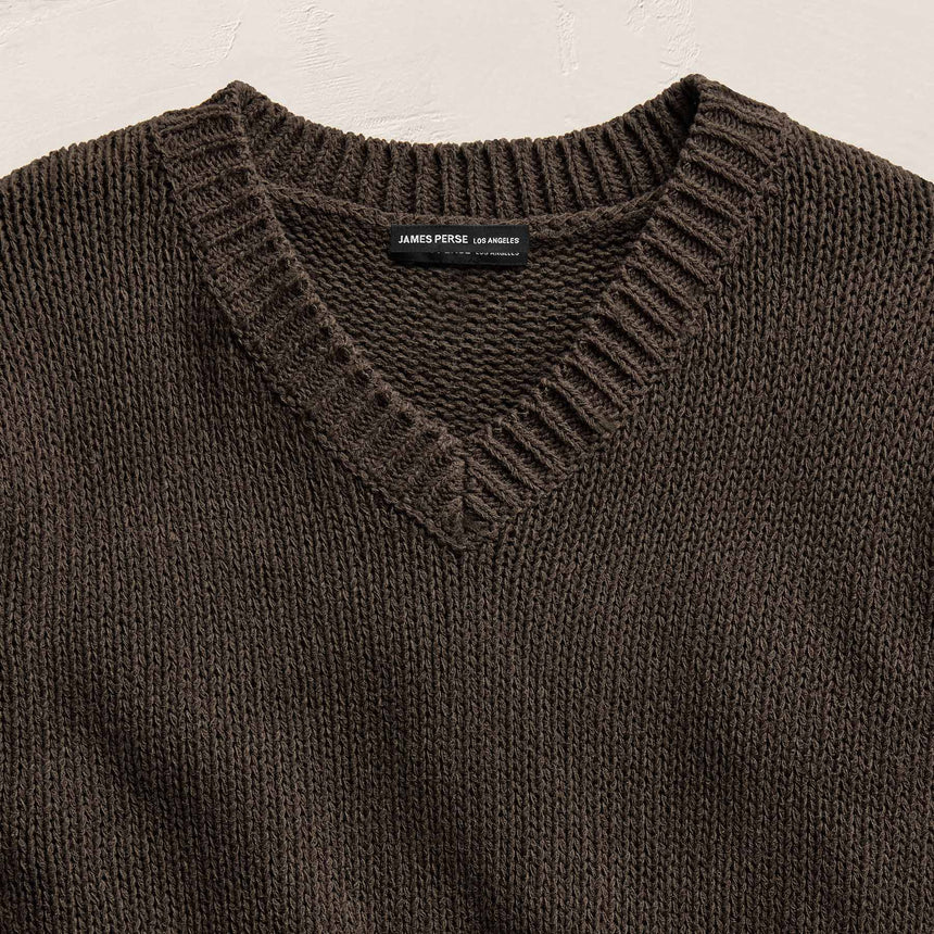 Cotton Linen V Neck Boxy Sweater In Storm | James Perse Los Angeles