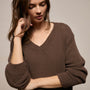 Cotton Linen V Neck Boxy Sweater In Storm | James Perse Los Angeles