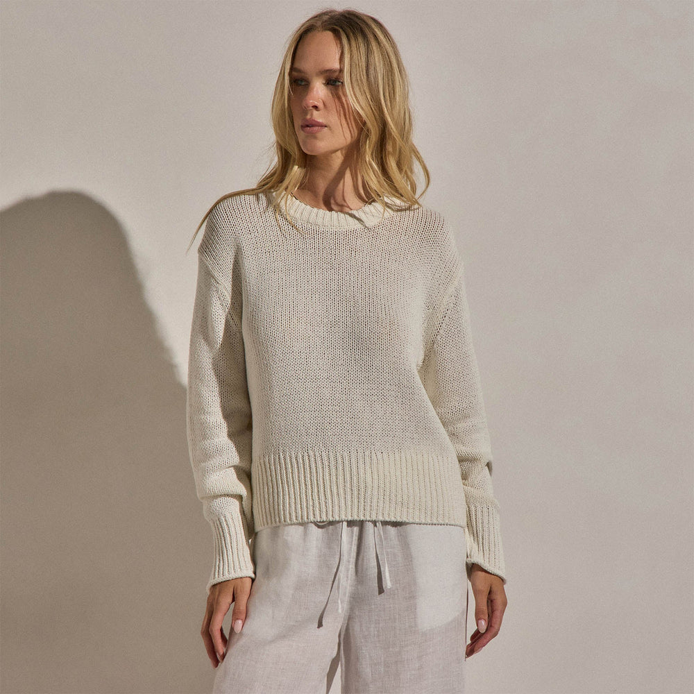 Textured Linen Cotton Sweater in Off White | James Perse Los Angeles