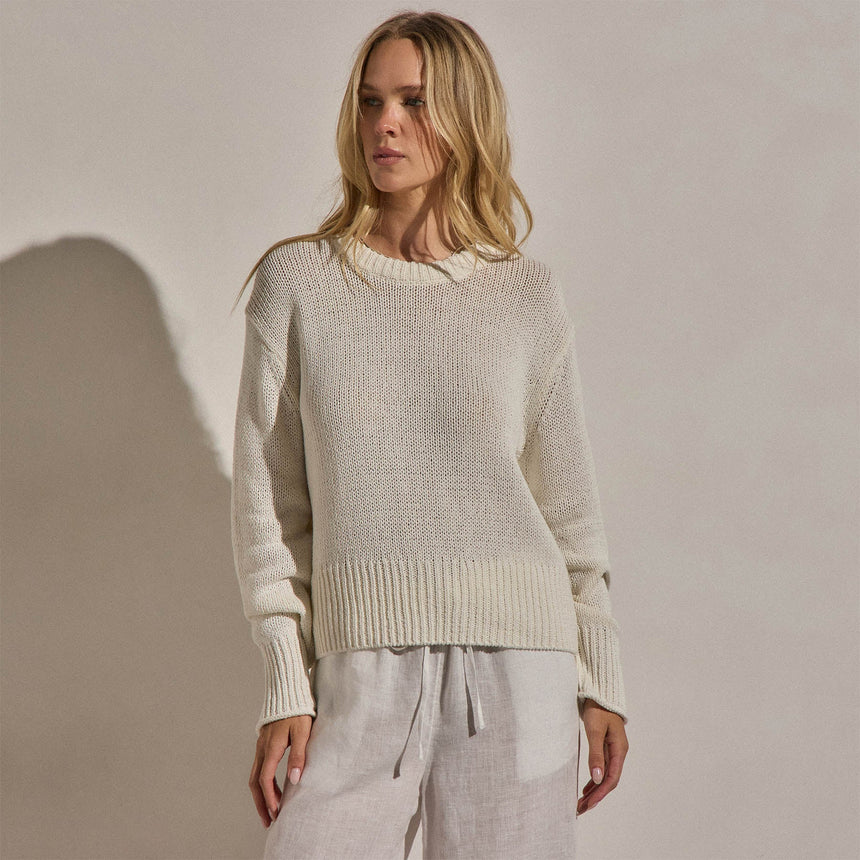 Textured Linen Cotton Sweater in Off White | James Perse Los Angeles