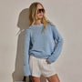 Textured Linen Cotton Sweater in Pale Azul | James Perse Los Angeles