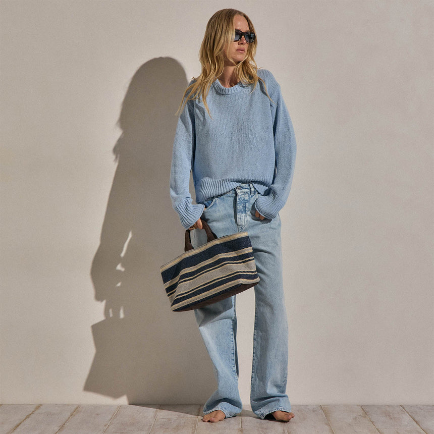 Textured Linen Cotton Sweater in Pale Azul | James Perse Los Angeles