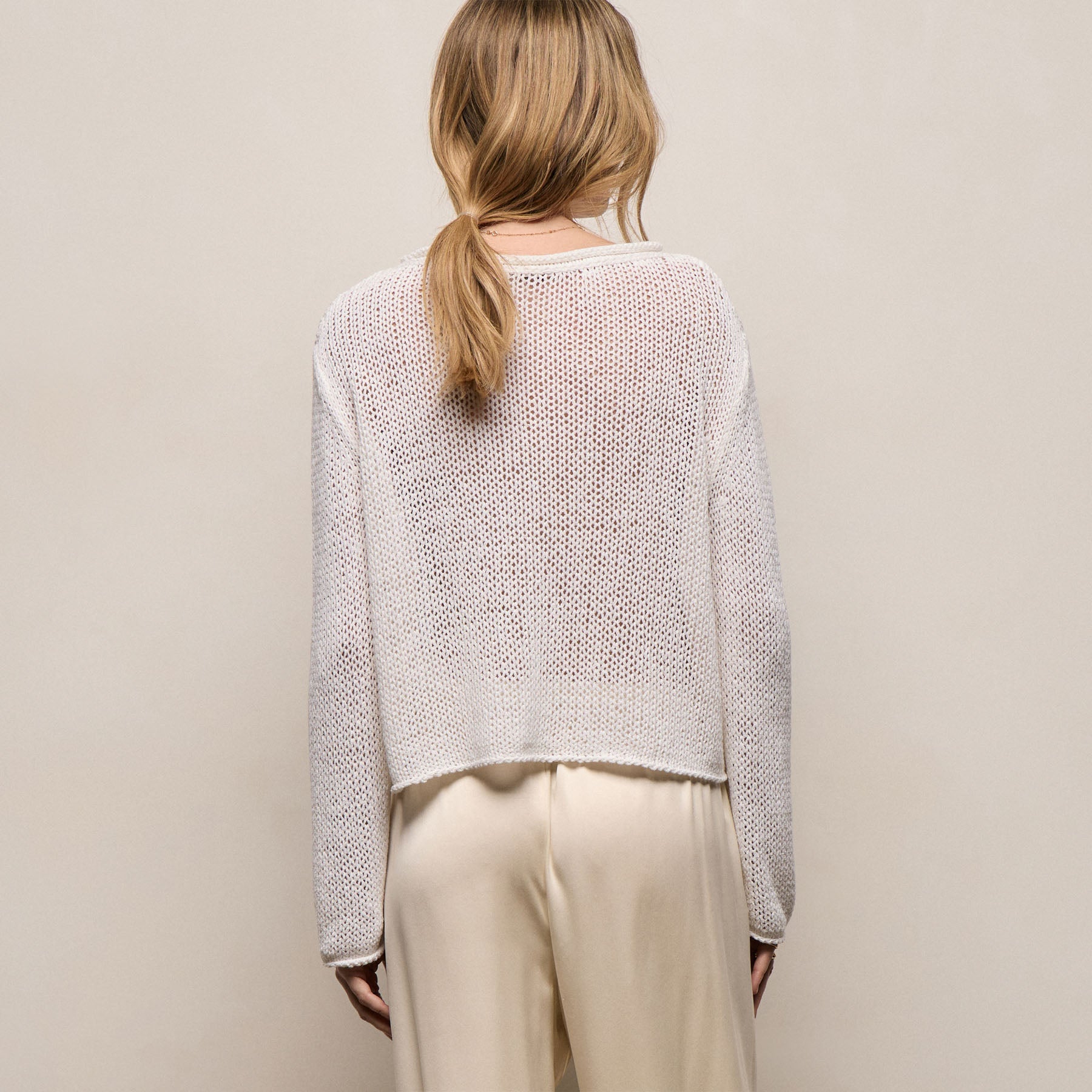 Cotton Linen Pullover Sweater In Off White | James Perse Los Angeles