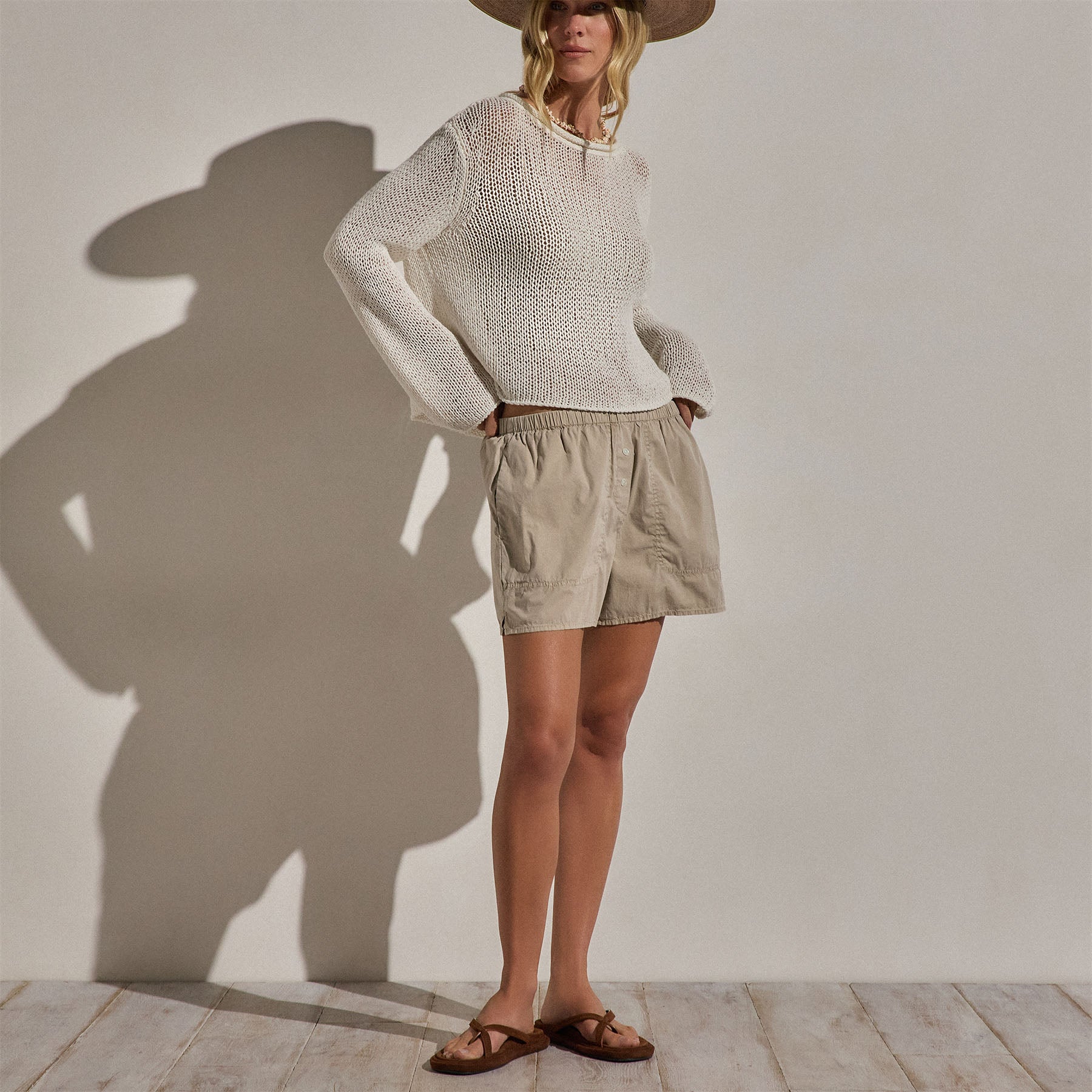 Cotton Linen Pullover Sweater In Off White | James Perse Los Angeles