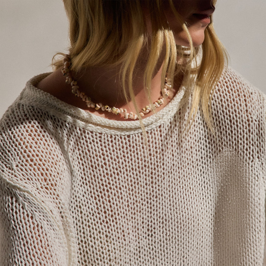 Cotton Linen Pullover Sweater In Off White | James Perse Los Angeles