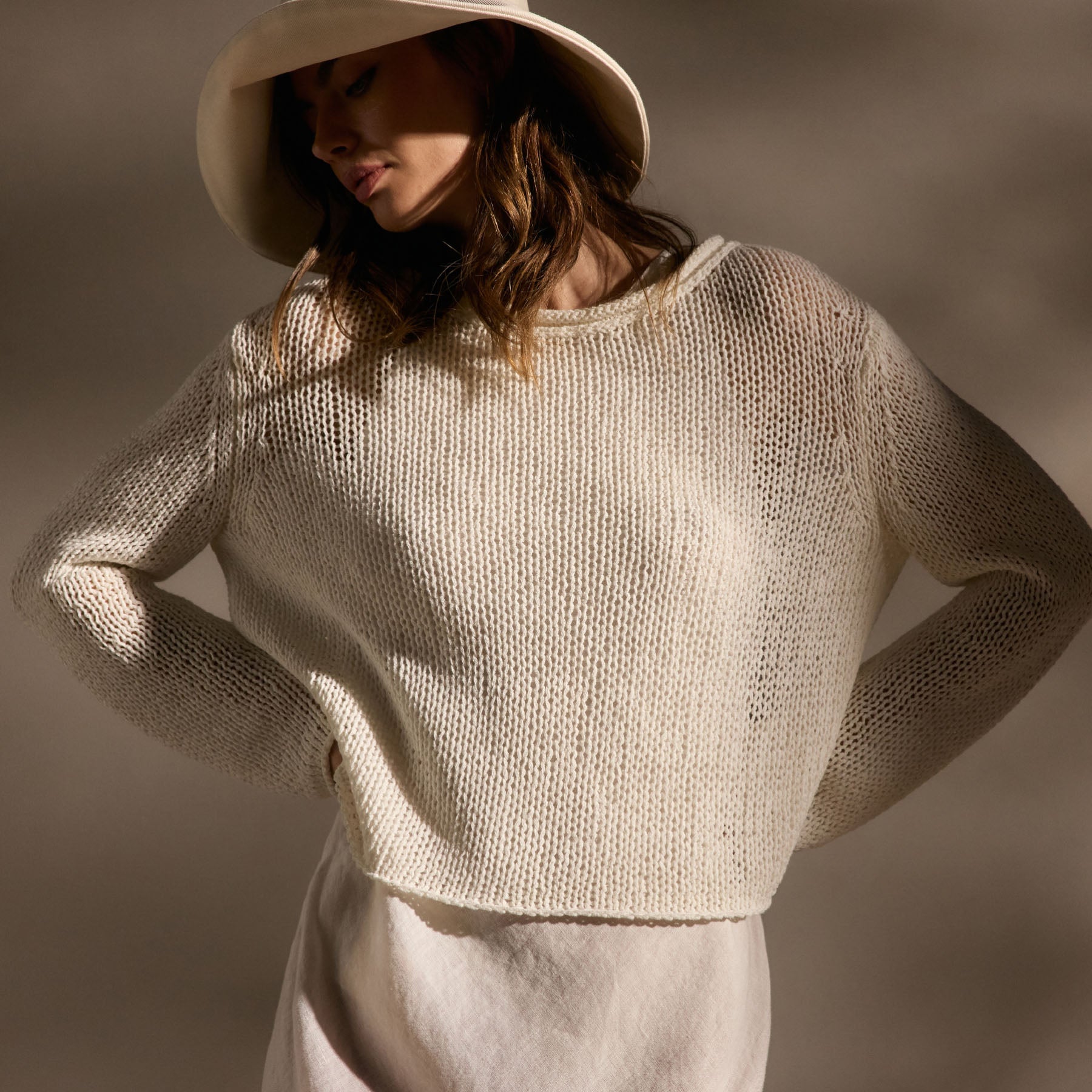 Cotton Linen Pullover Sweater In Off White | James Perse Los Angeles