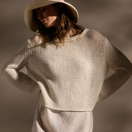 Cotton Linen Pullover Sweater In Off White | James Perse Los Angeles