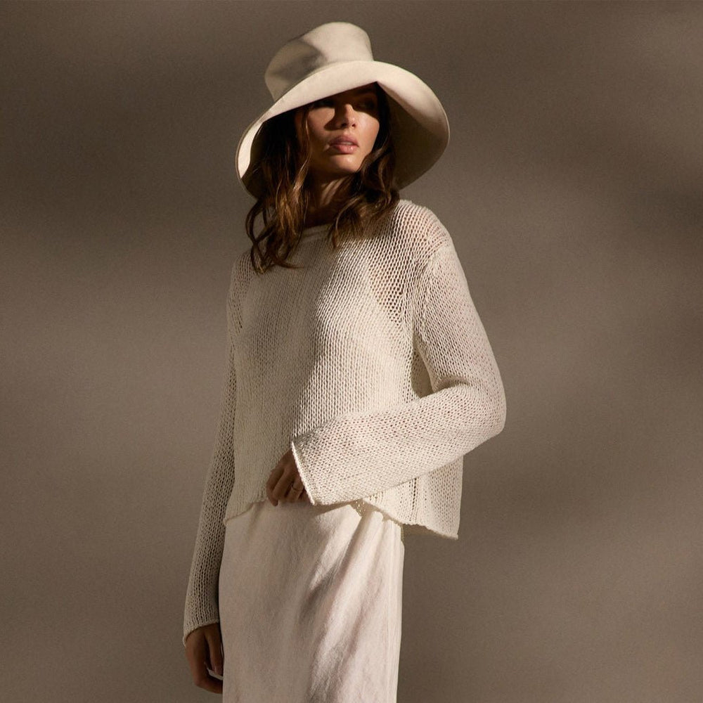 Cotton Linen Pullover Sweater In Off White | James Perse Los Angeles