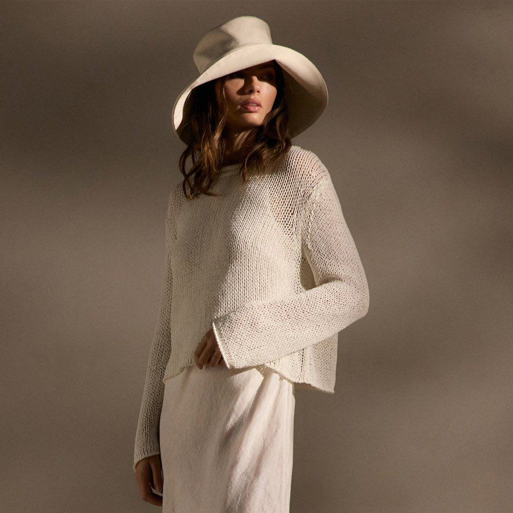 Cotton Linen Pullover Sweater In Off White | James Perse Los Angeles