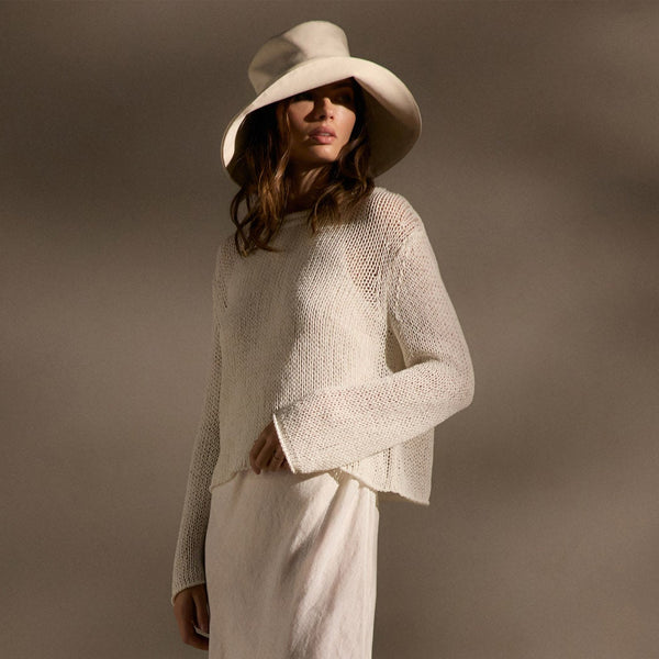 Cotton Linen Pullover Sweater In Off White | James Perse Los Angeles