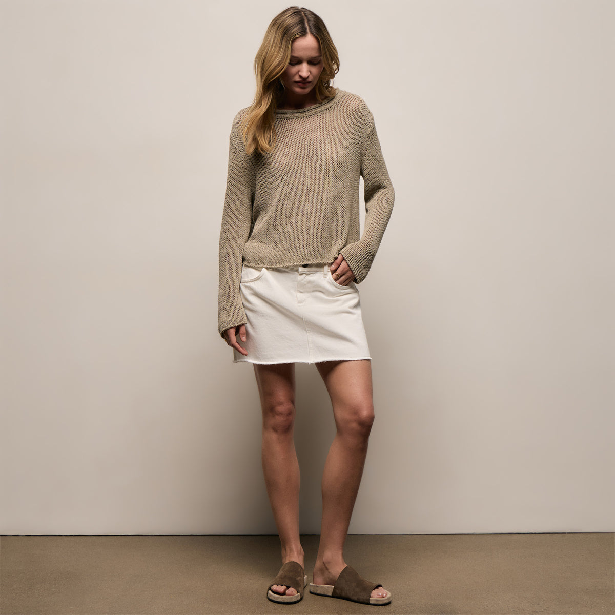 Cotton Linen Pullover Sweater - Overcast