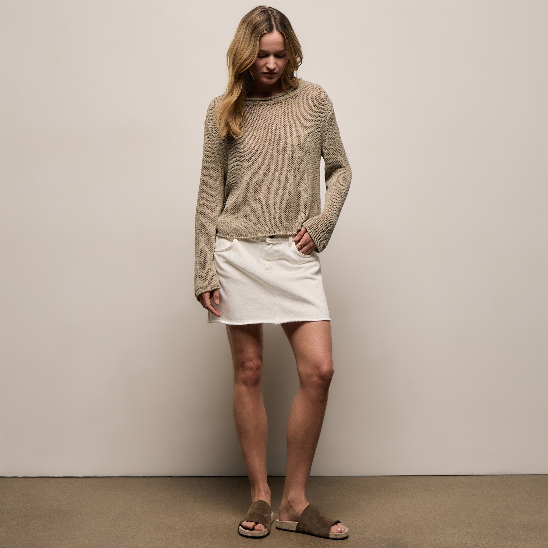 Cotton Linen Pullover Sweater - Overcast