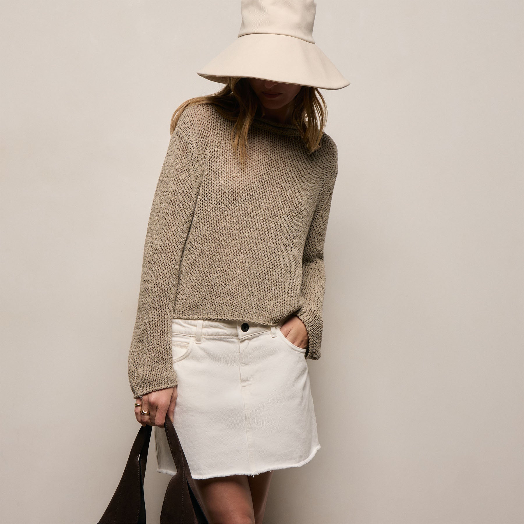 Cotton Linen Pullover Sweater - Overcast