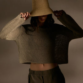 Cotton Linen Pullover Sweater - Overcast