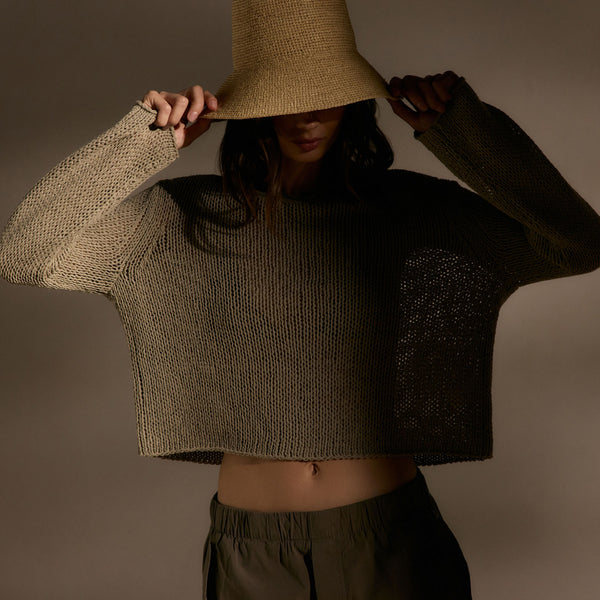 Cotton Linen Pullover Sweater - Overcast
