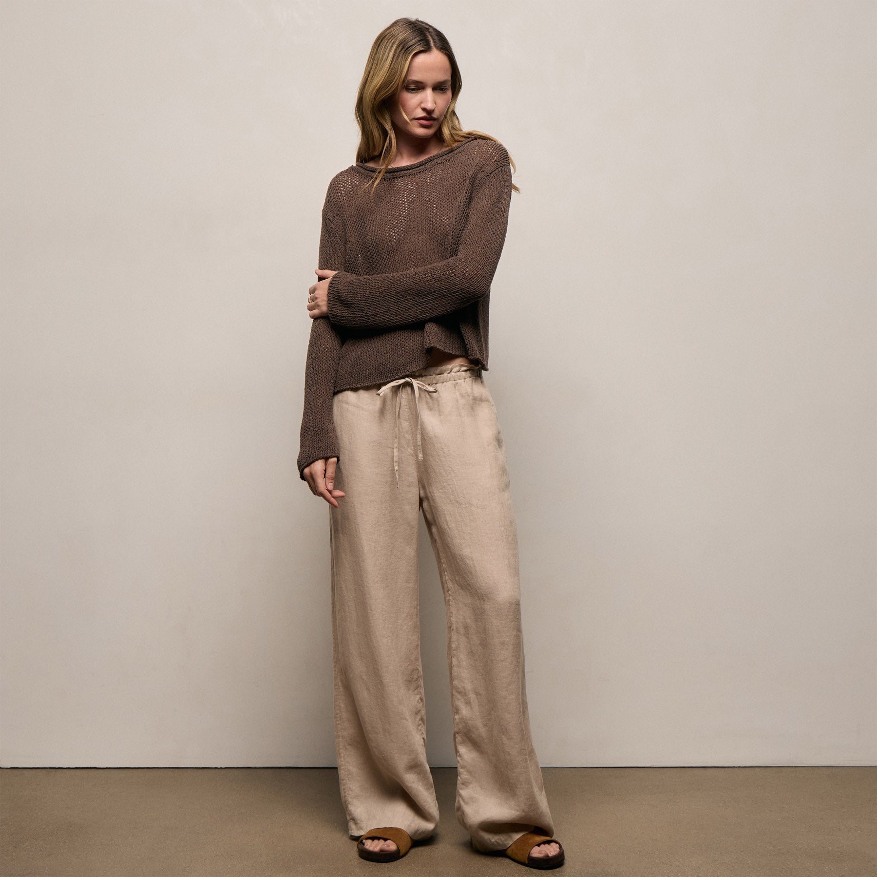 Cotton Linen Pullover Sweater - Storm